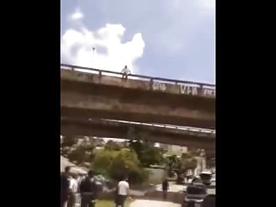 Suicidal Man Jumps from Bridge but Doesn't Die on Impact, Lays in Agony (Jump & Aftermath)