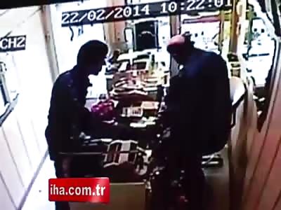 Store Owner gets 3 Quick Stabs to his Chest in a Bloody Robbery