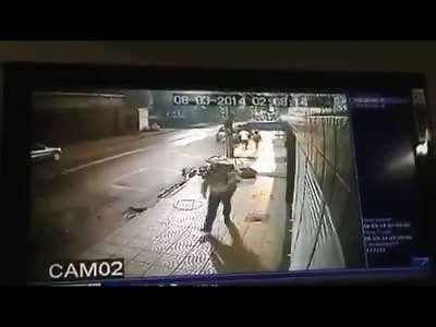 Couple Holding Hands on the Sidewalk are Wiped Off the Earth by out of Control Car (Watch 2 Camera Angles)