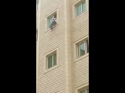 Man Falls out of 6 Story Window.... Suicidal or Just a Fucking Idiot?