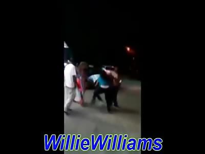 Woman Beats Up 3 dudes at Gas Station while her Clothes Fall Off
