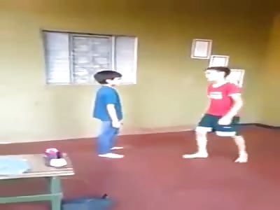 Kid Delivers Quite a Kick to the Face as a Joke but What a Kick