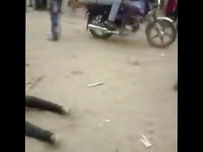 African Man is Beaten to Death with Sticks, Ran over by Motorcycles and Stoned