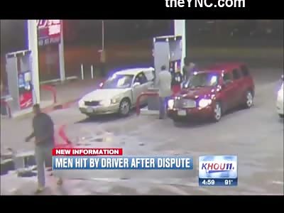 Crazy Psycho Bitch Runs Down 2 Dudes at a Houston Gas Station
