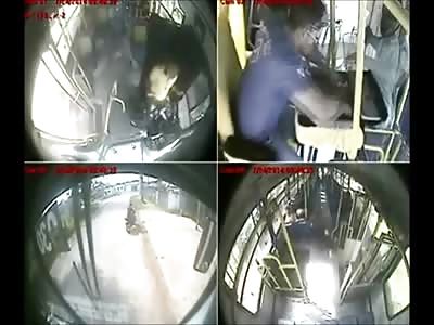 Bus Employee takes a Bullet in the Face during Robbery (Watch Right Side of Screen...Blood Gushing from Face) 