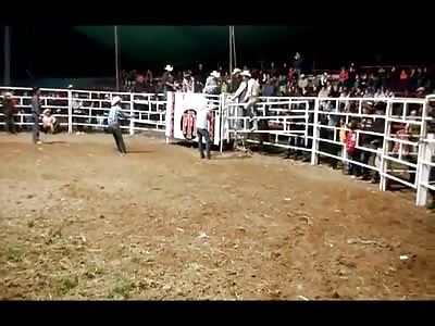 Rescuers can't Get to a Rodeo Rider Fast Enough to Save Him from Being Stomped to Death by a Bull 