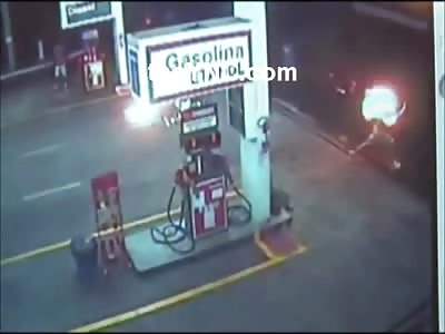 Man Sets Himself on Fire at a Gas Station and Burns into a Fireball