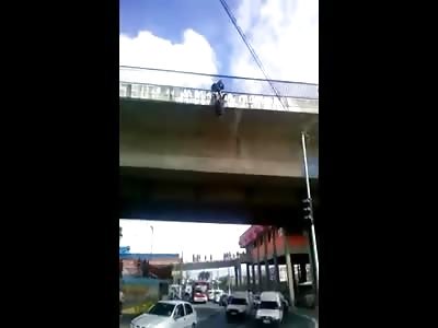 Free Fallin...Man Flops to his Death from Bridge Overpass in Suicide over the Highway 