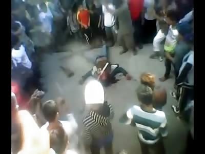 Ending of a Man Killed by Mob Beaten to Death with Sticks and Rocks..