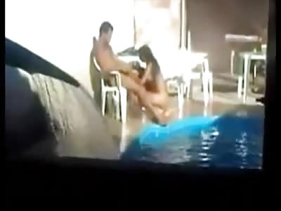 Guy Films His Buddy Fucking Some Chick by the Pool