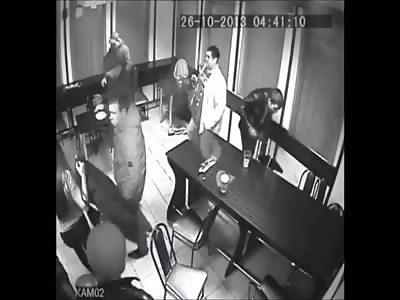 Bar in Russia: Two Men are Brutally Beaten and Stabbed Caught on Security Camera