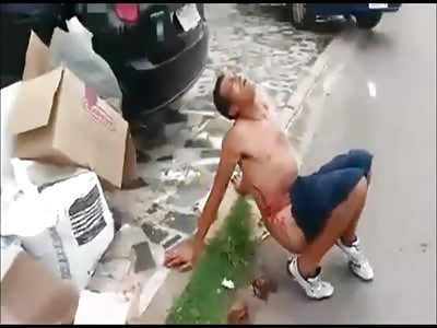 Thief crying in pain after being shot by police