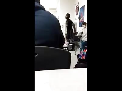 More Classroom Violence..Tough Guy Black Kid gets Up and Starts Throwing Jabs at White Boy 