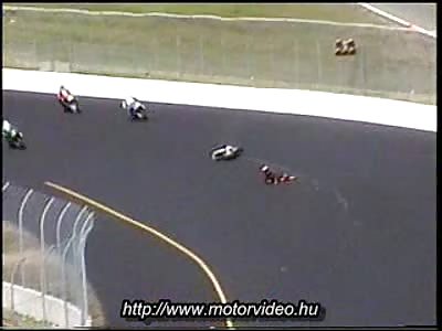 Superbikes Pile-up on track.