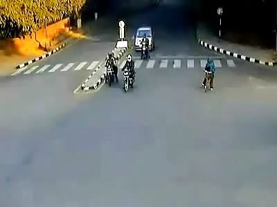 2 Cars And A Bike Accident Dangers of Indias Roads (Watch Biker to the Right) 