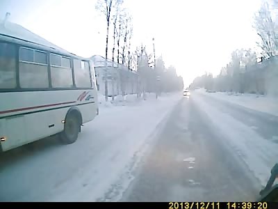 Child fell under the wheels (watch schoolgirl on right side of video) 