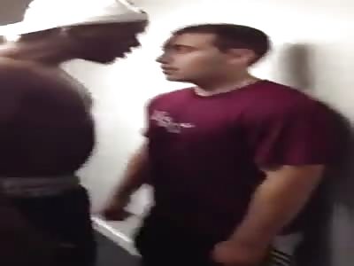 Black Bully Attacks White Guy in Hotel Hallway