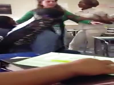 Helpless Teacher - Black Student is Mad and Lunges at Classmate that Pissed her Off
