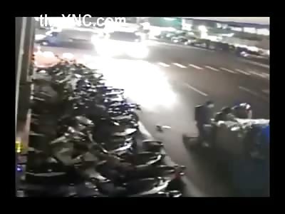 Drunk as Fuck Truck Driver Doesn't See Group of Guys Standing Behind Car....Fatal Ending!