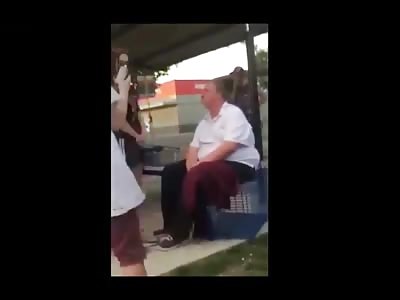 Scumbag Girl Teases and Beats a Mentally Handicapped Man and Laughs (Later Arrested)