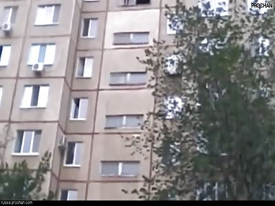 Guy Climbs Trough Window And Falls Down 