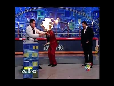 Magician Sets Himself on Fire After Fire Breathing Stunt Went Wrong (LIVE on a Brazil TV Show)