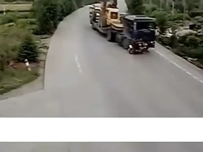 Motorcyclist and Passenger get hit by a truck 