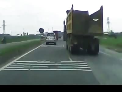 Truck hits a speed bump 