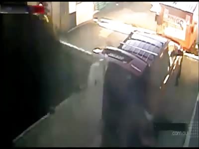WOMAN NARROWLY MISSES BEING HIT BY 20 TONNE TRUCK