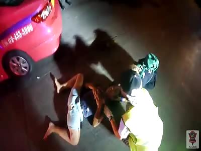ACCIDENT LEAVES A MAN IN PAINFUL AND BIZARRE POSITION