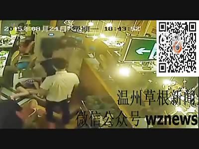 WAITER POUR BOILING SOUP IN CUSTOMER