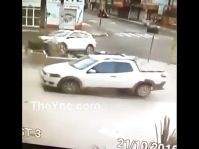 Brutal Accident  Motorcycle And Car. 