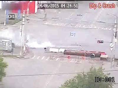 BRUTAL Accident Caught on CCTV
