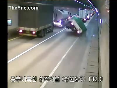 Truck carrying explodes In Tunnel. 