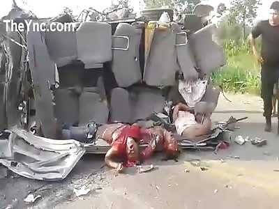 Aftermath Bolivian bus Crash.