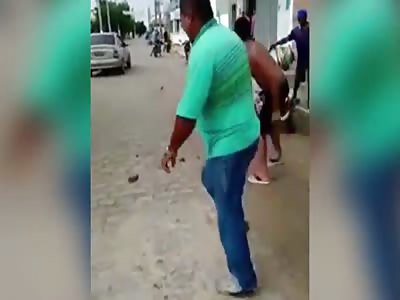 pit bull attack and mauls small dog on the street get stoned by people
