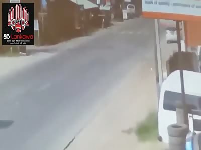 Scooter Hits a Truck and Rider Run Over by Passing Bus