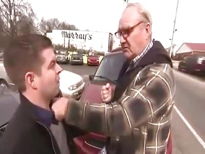 Old Man Punches annoying Reporter in the Face