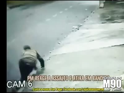Brazilian thief running away from the cops get shot in the back